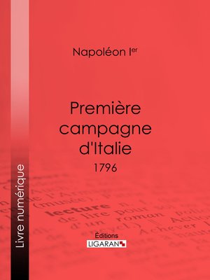 cover image of Première campagne d'Italie
